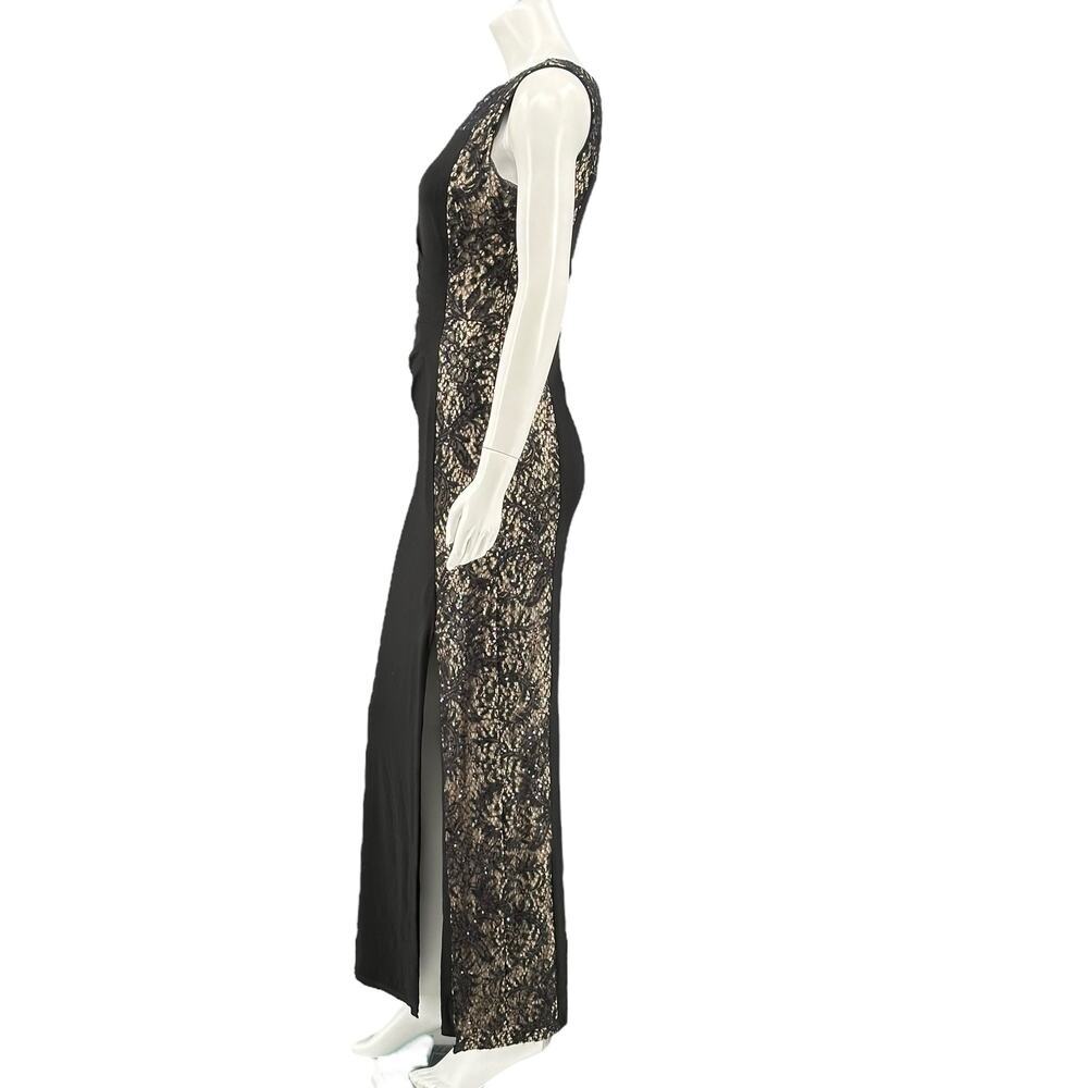 Betsy & Adam Black Lace-Panel Evening Gown - Elegant Long Dress - Picture 5 of 11